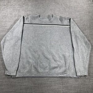 Unbranded Ribbed Knit Sweater Unisex XL Gray Fair Distressed Side Stripe Crew